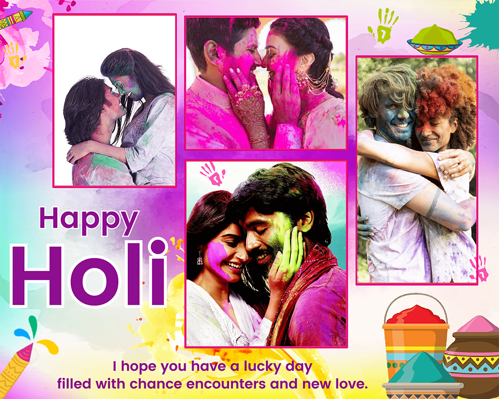 Happy Holi Photo Collage Template