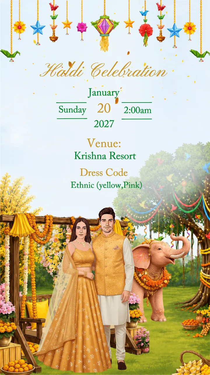 Wedding Invitation Video with Romantic Couple Illustrations