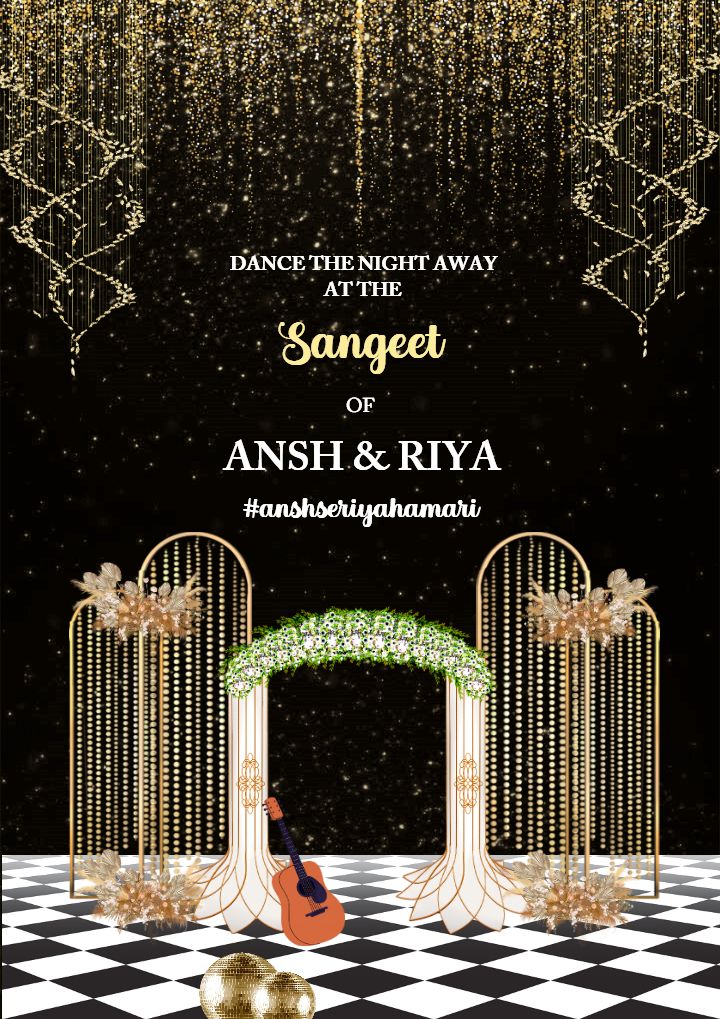 Luxury Sangeet Standee Design with Golden Accents