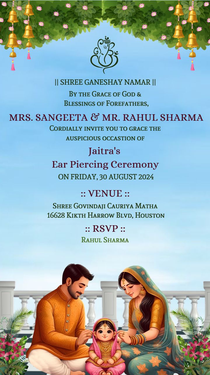 Traditional Ear Piercing Ceremony Invitation Template
