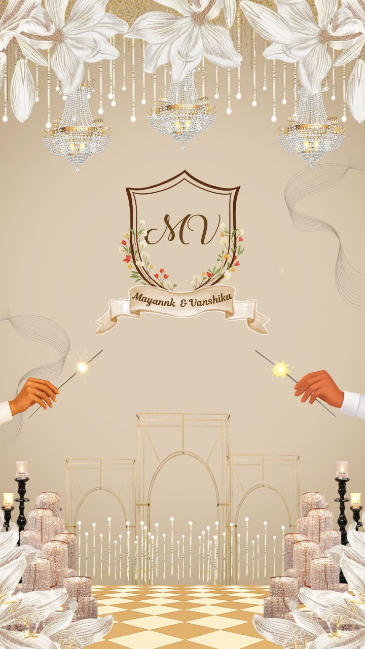 Reception Invitation Video Template With Floral Golden Glow