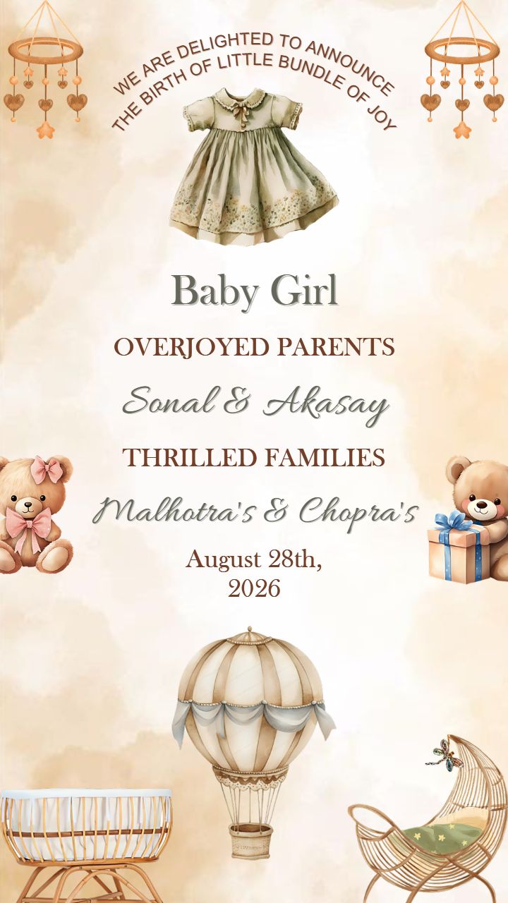 Cute Baby Girl Announcement Template for Baby Girl