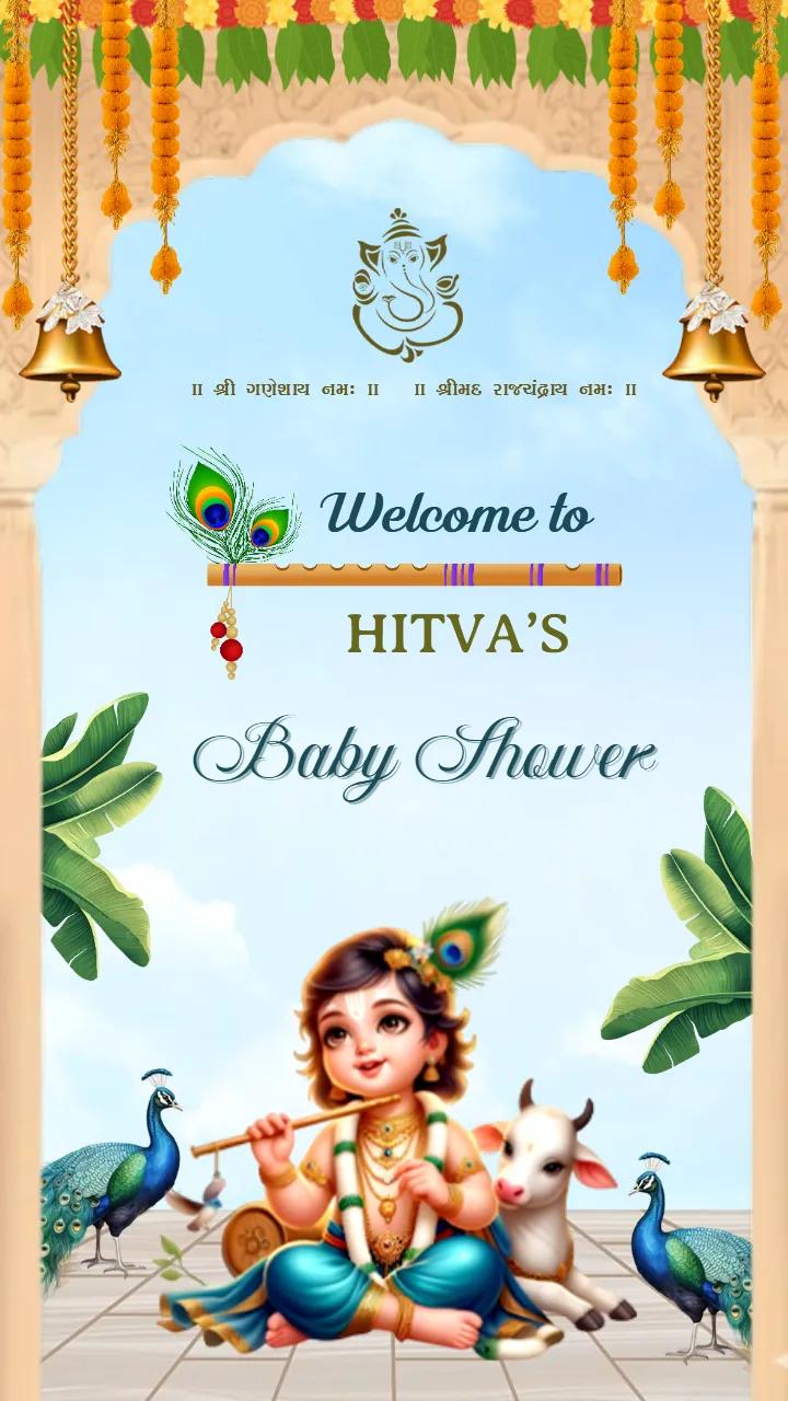 baby shower invitation cards Krishna themed templates