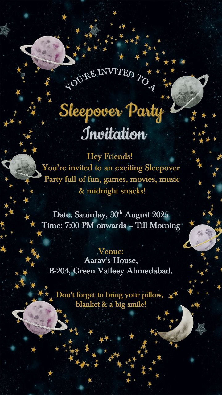 Slumber Parties Under The Stars Fun Invitation Design