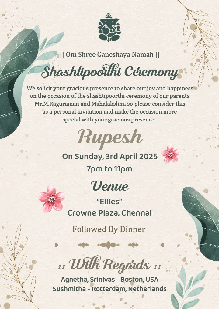 Shashtipoorthi Ceremony Classic Ganesh Blessing Template