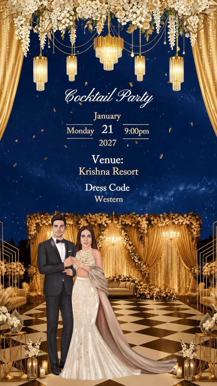 Wedding Invitation Video with Romantic Couple Illustrations
