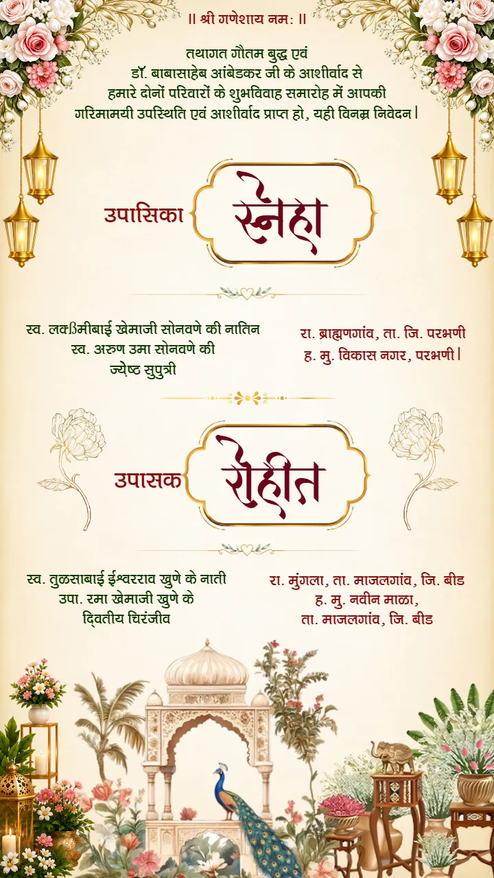 Buddhist Wedding Invitation Video in Marathi with Buddha Art
