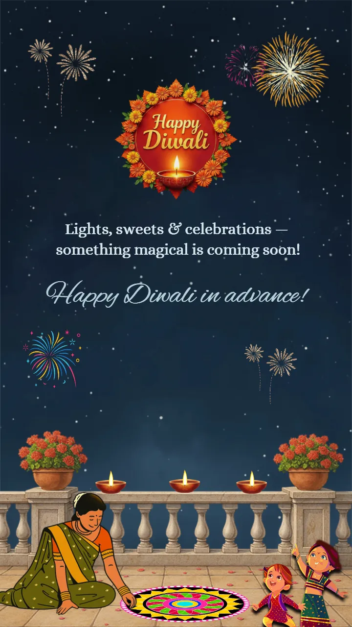 Coming Soon Diwali Status Video With Night Sky Theme