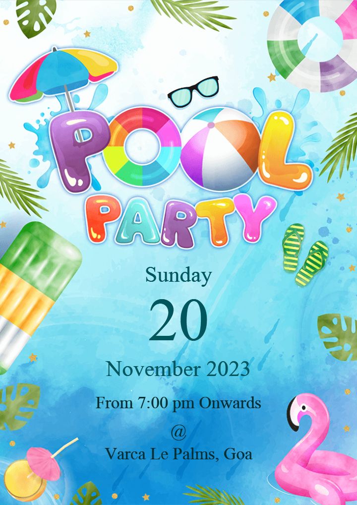 Cute and Colorful Pool Party Invitation Card  with Floats