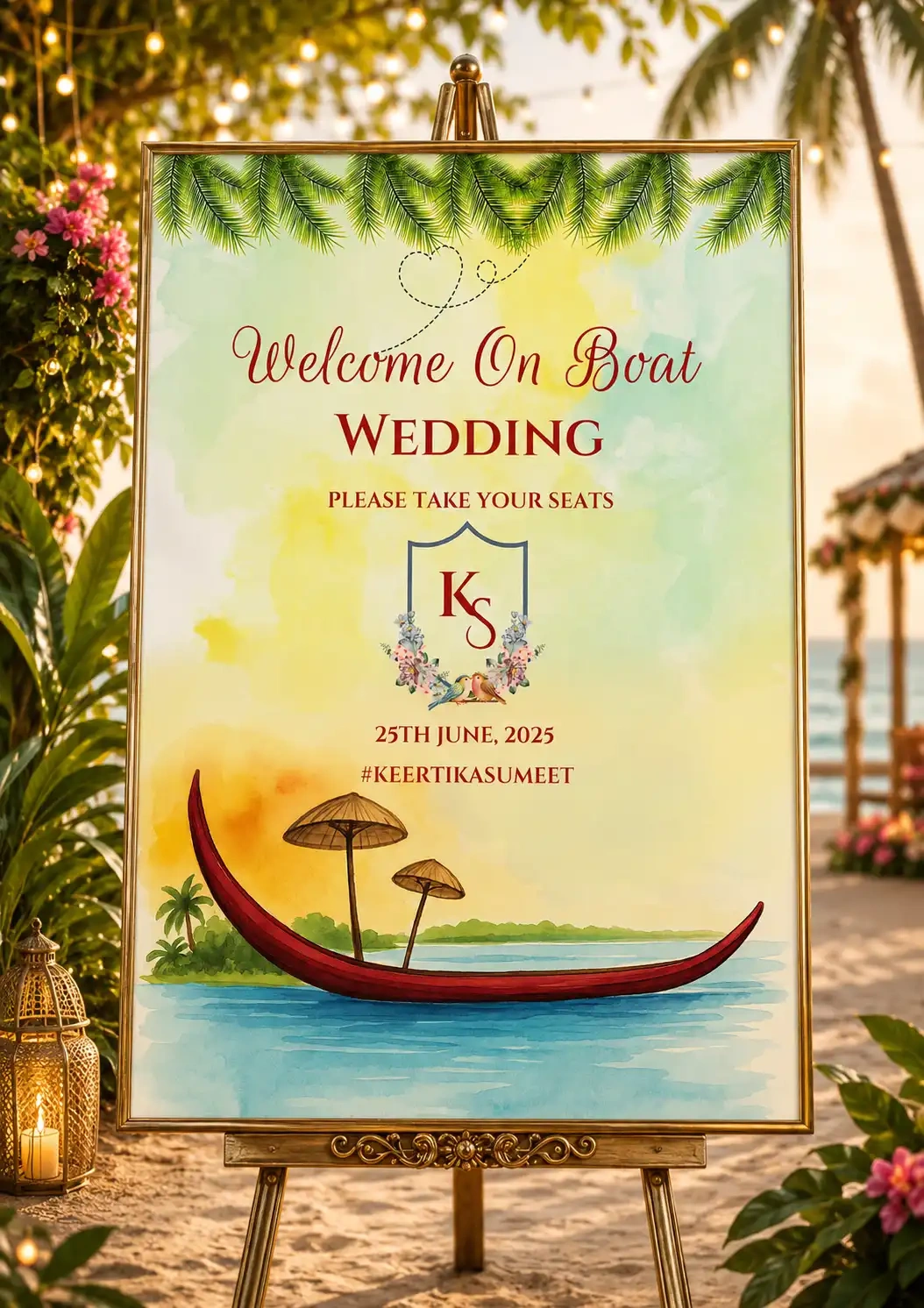 Wedding Welcome Board  to Our Dreamy Boat Ceremony