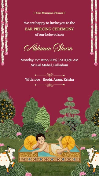 Stylish Ear Piercing Ceremony Invite Card for Special Day
