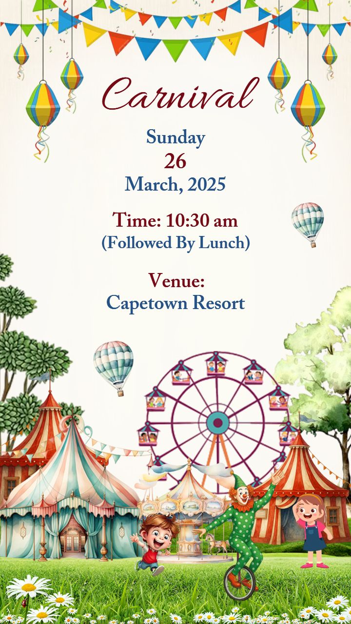 Carnival Party Invitation With Magical Fair Theme