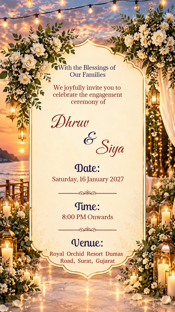 Buddhist Engagement Invitation Video with White Rose Decor