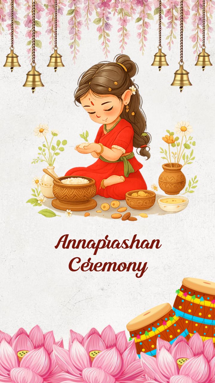 Custom Annaprashan Video Invite With Drums And Lotus