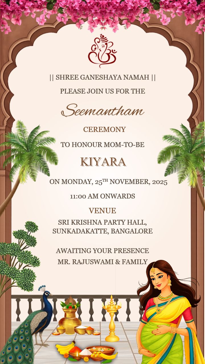 Custom Seemantham EInvite with Traditional South Theme
