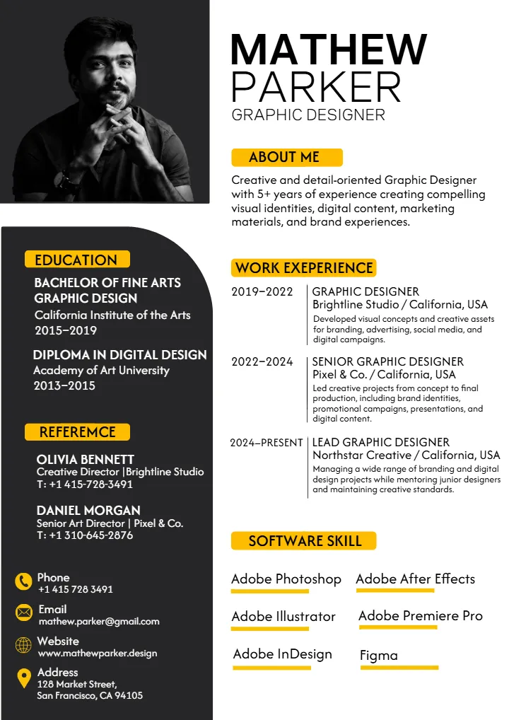 Graphic Designer Resume Template for Design Job Seekers