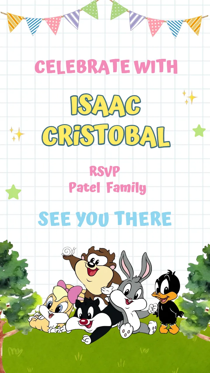Birthday Invitation Video with Pastel Cartoon Theme