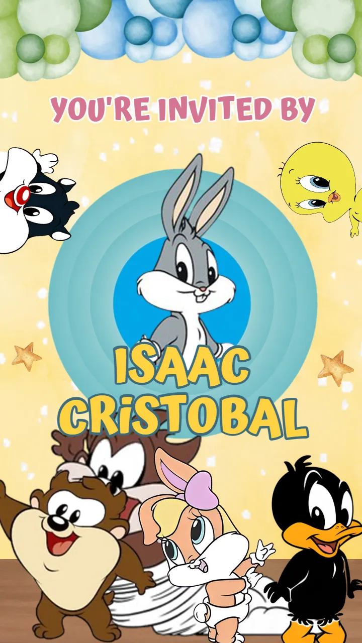 Birthday Invitation Video with Pastel Cartoon Theme