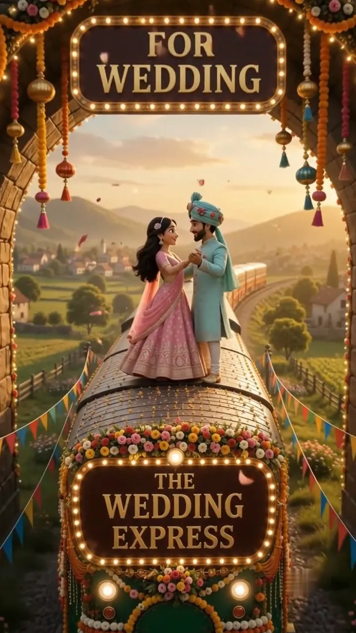 3D Save the Date Video for Animated Train Invitation Theme