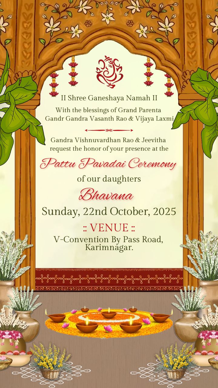 Pattu Pavadai Ceremony Invitation Template