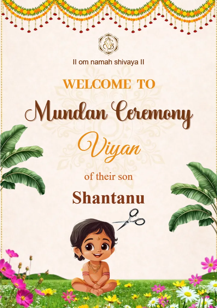Mundan Ceremony Welcome Board Floral Baby Boy Theme