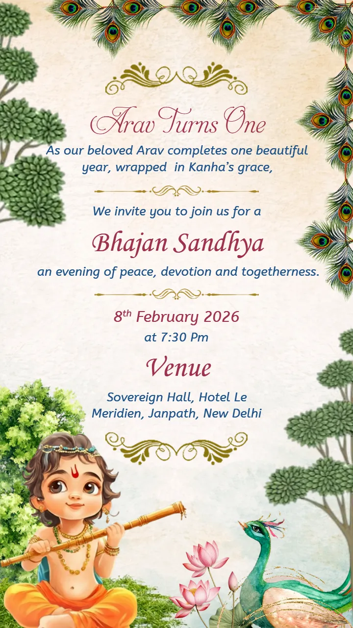 Beautiful Birthday Invitation Video for Krishna Theme