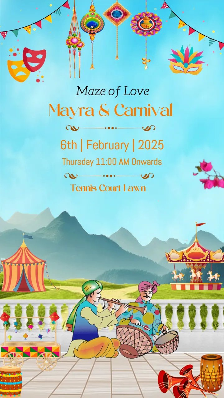Wedding Invitation Template with Royal Rajasthani Theme