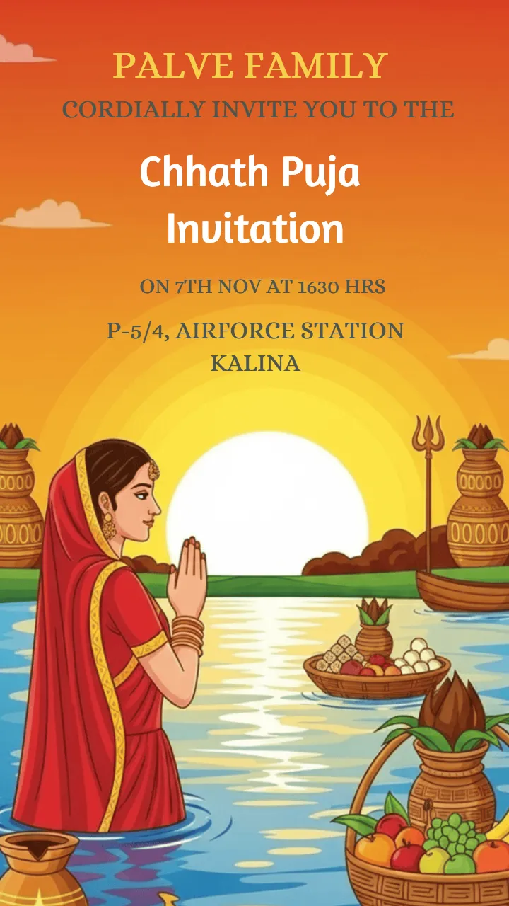 Chhath Puja Invitation Free English Cards 2025 Design