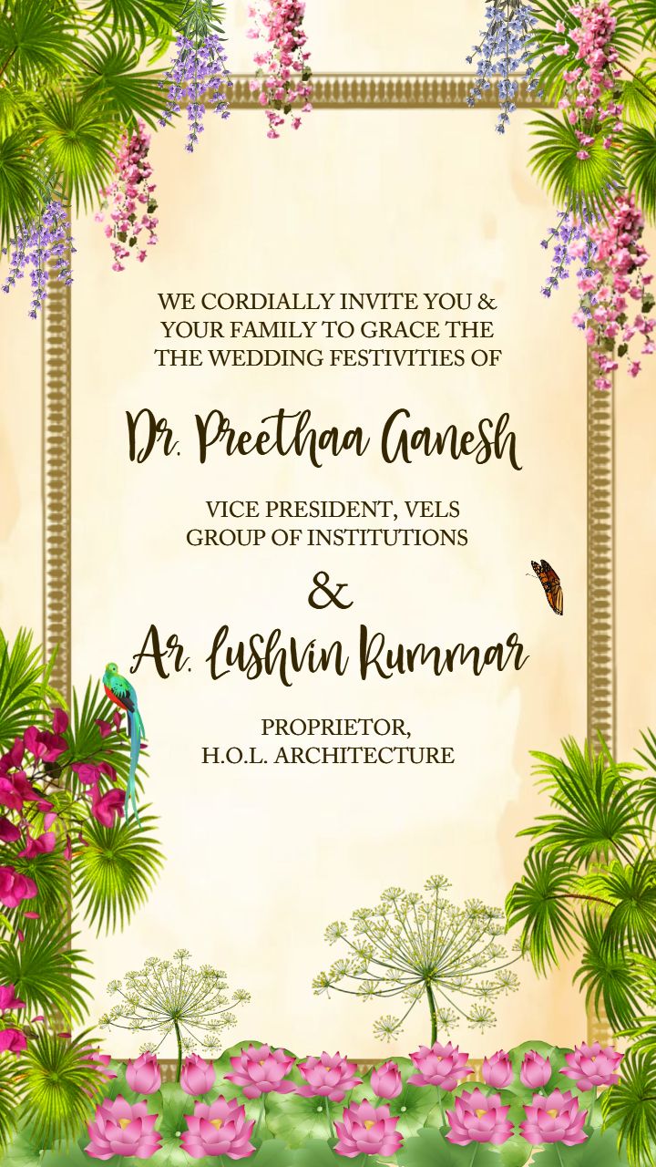 Colorful Garden Wedding Video Invitation Card With Flowers