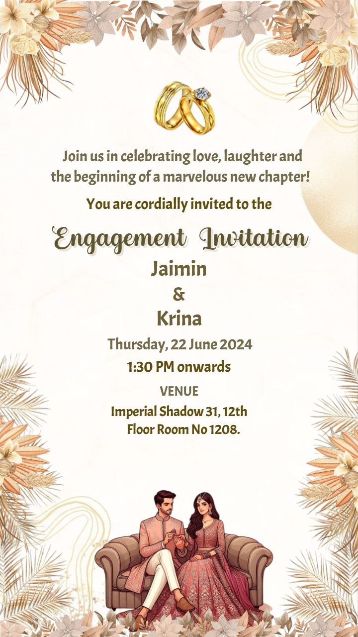 Elegant Floral Traditional Theme Engagement Invitation Template