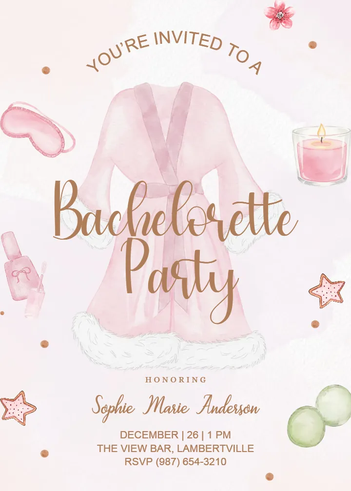 bachelorette party invitation design with blush color theme