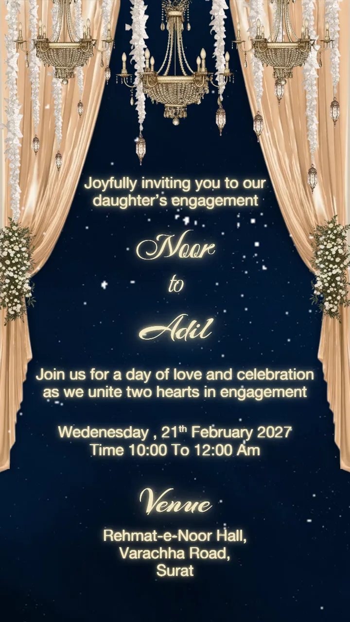 Muslim Engagement Invitation Video Glam Night Decor Style