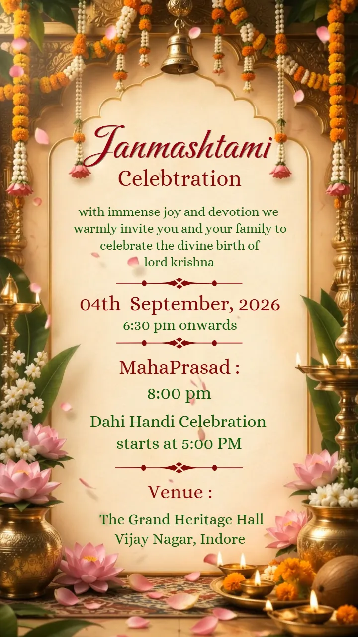 Janmashtami Invitation Video Templates for Krishna Events