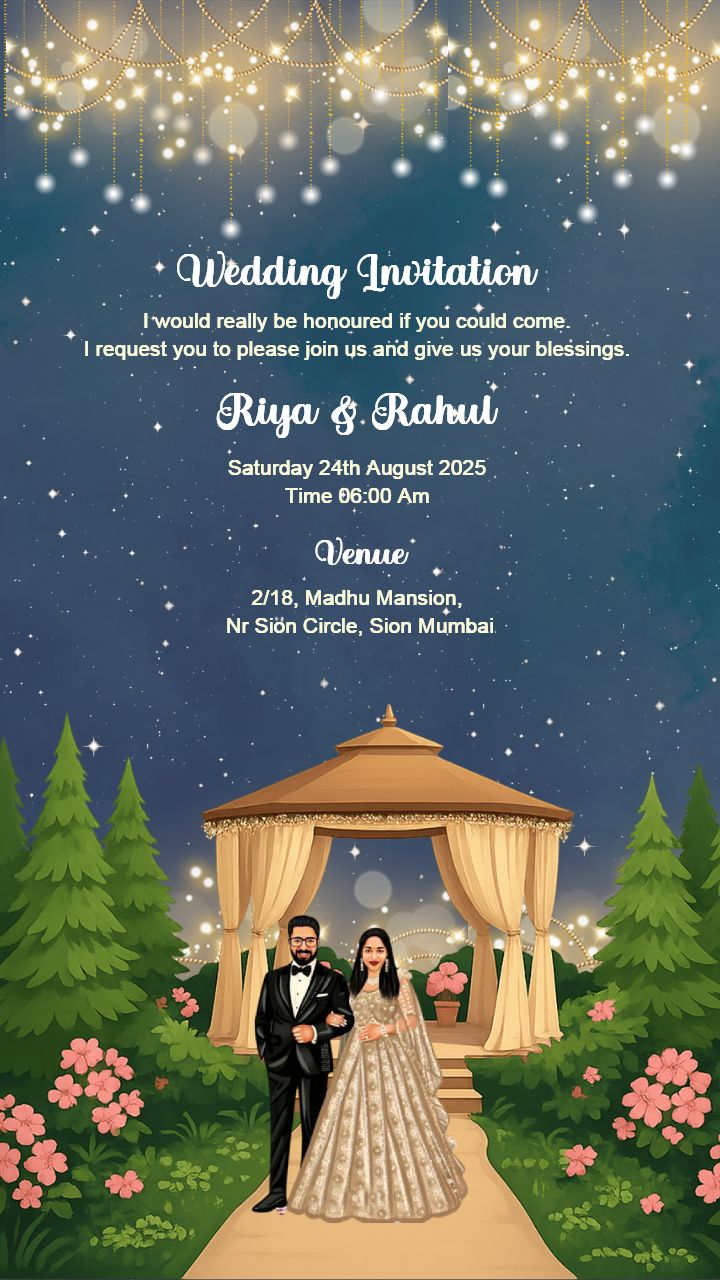 Romantic Gazebo Theme Wedding Invitation Template