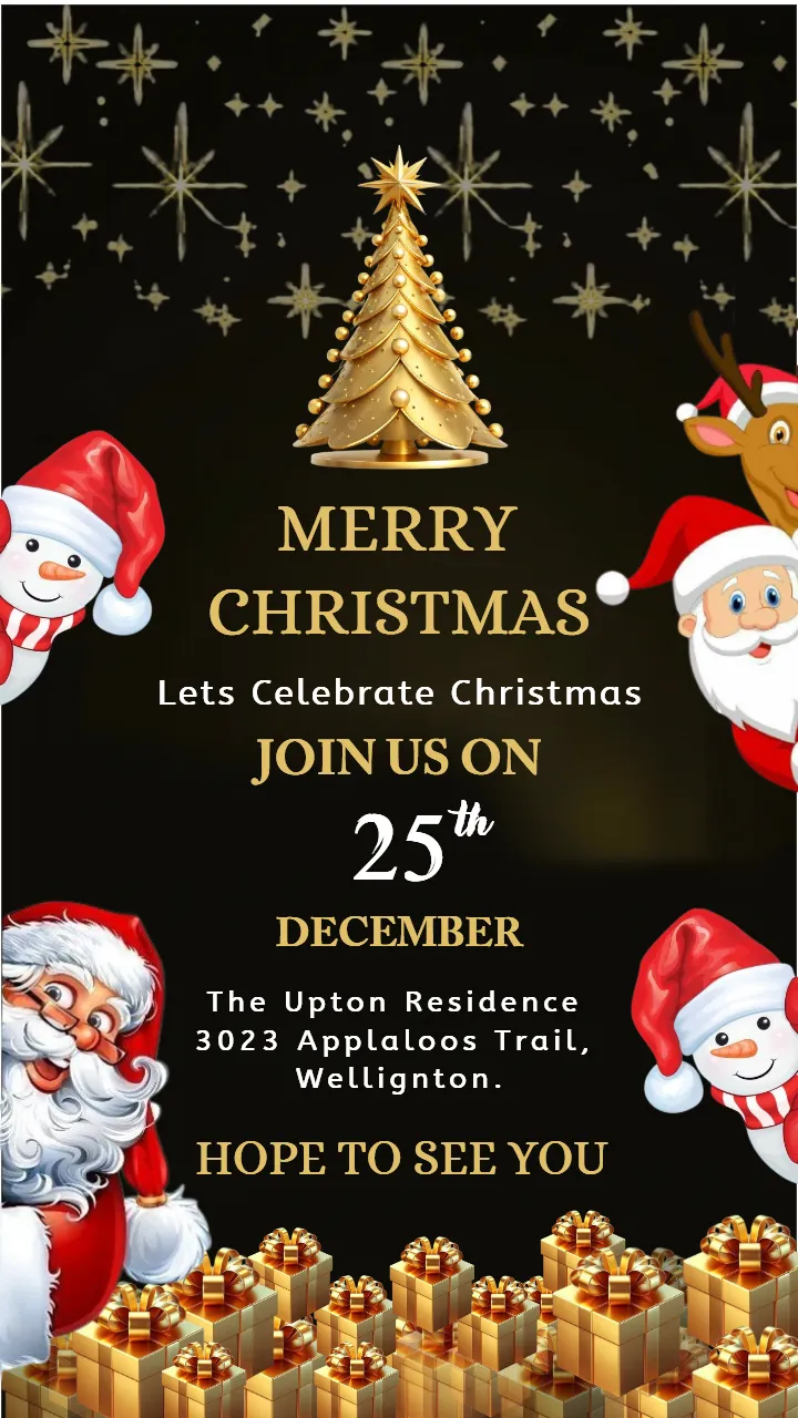 Merry Christmas Invitation Card for Party and Celebration