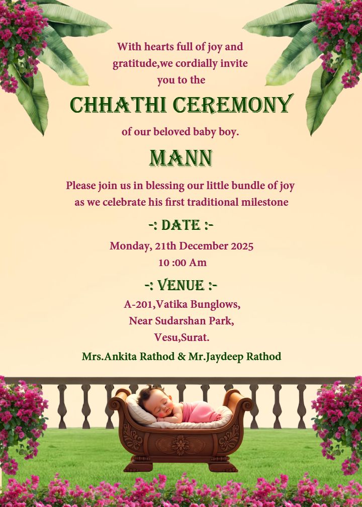 Chhathi Invitation Card For Baby Boy In English Pdf