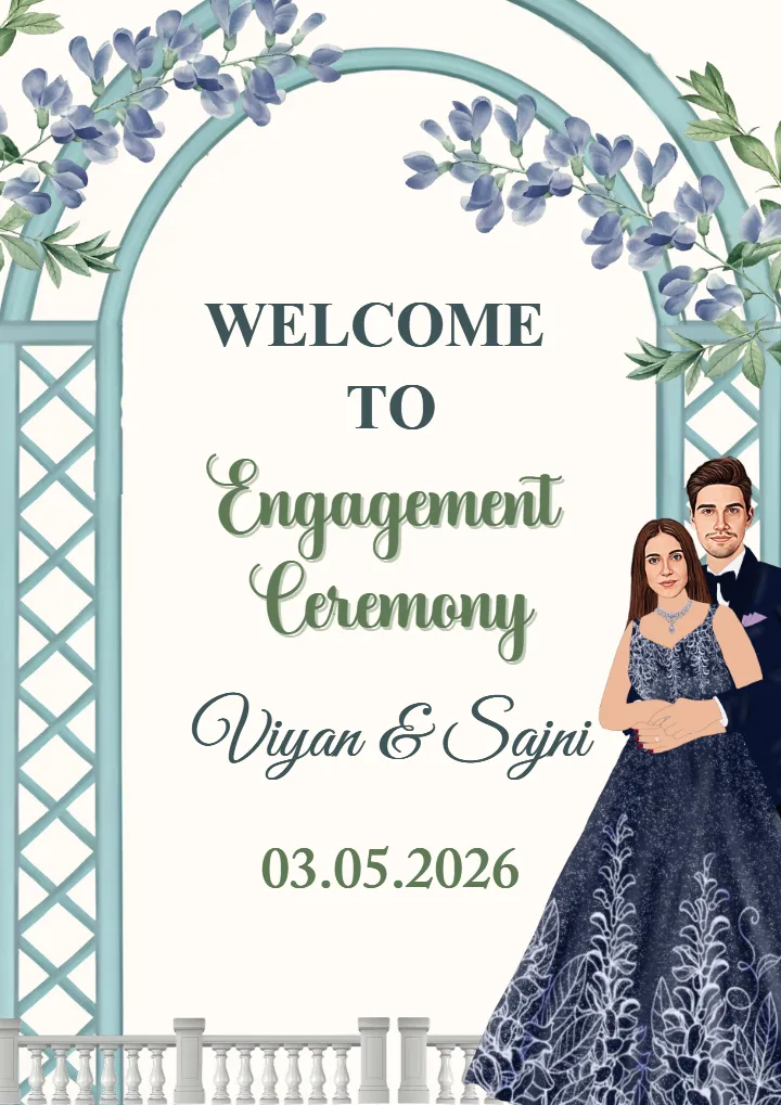 Dreamy Floral Engagement Welcome Board Design