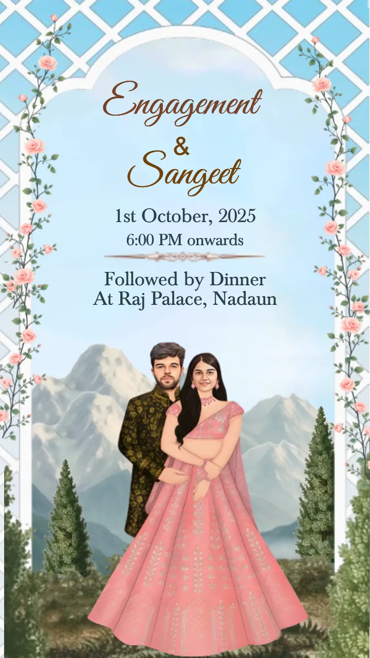 Mountain View Royal Wedding Invitation Card Online