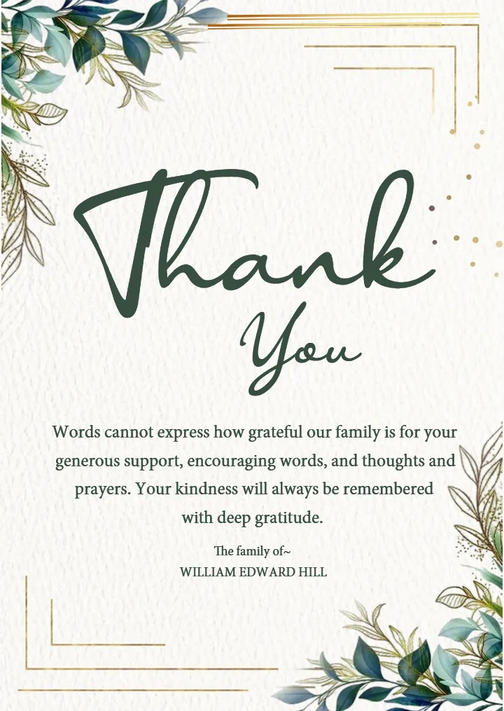 Wedding Thank You Message Card with Elegant Green Design