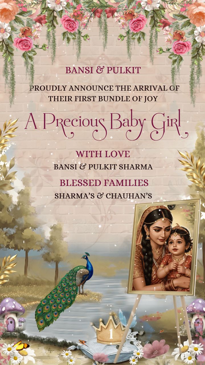 Baby Girl Announcement Animation Video Traditional Touch
