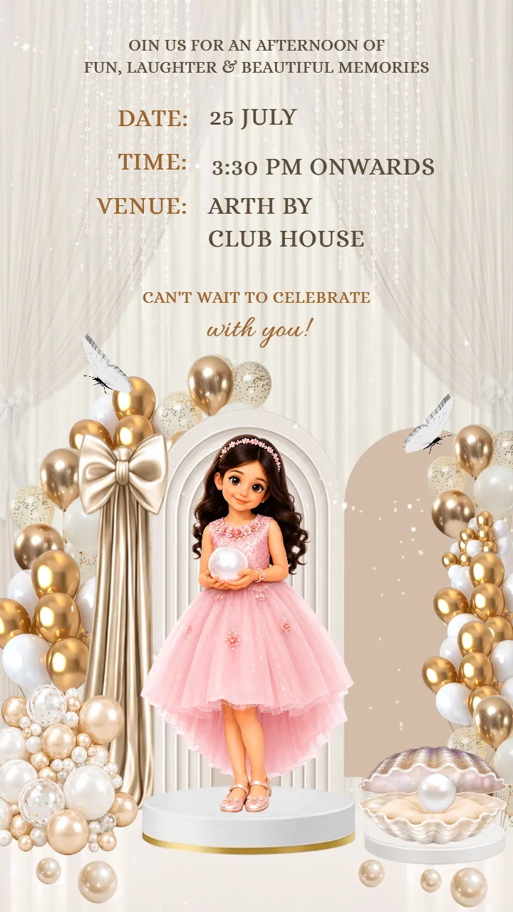 9th Birthday Invitation Video Templates for Baby Girl