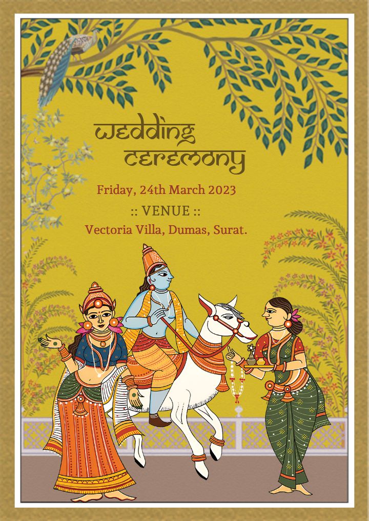 Wedding Invitation Card In Traditional Indian Cultural Theme