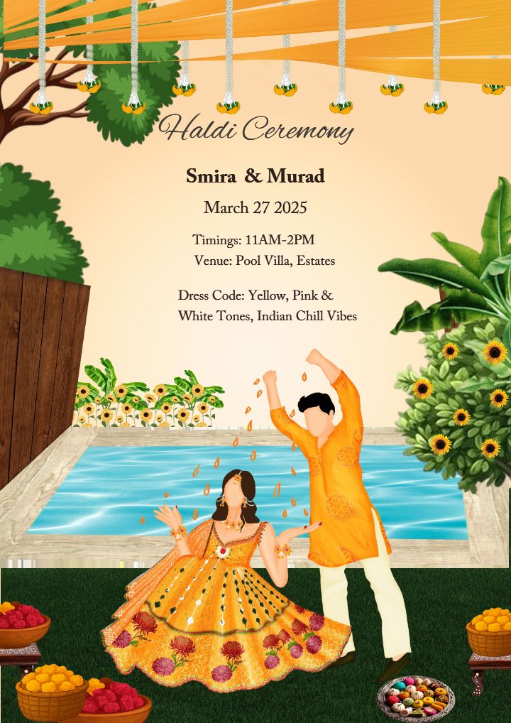 Yellow Theme Haldi Ceremony Invitation Template