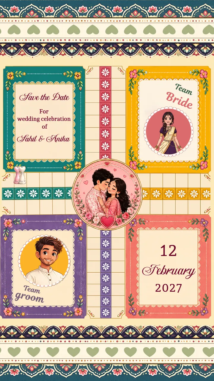 Save the Date Video Template with Board Game Design