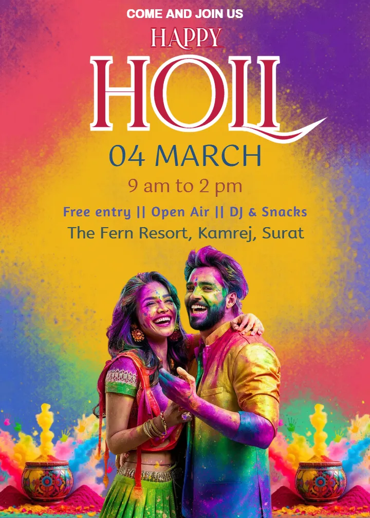 Editable Holi Invitation Card Design in English 2026 Free