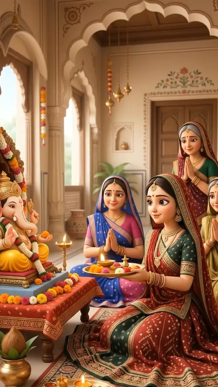 3D Sinjara Teej Invitation Video with Rajasthani Theme