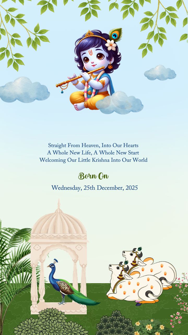 Baby Announcement Video With Krishna Festive Design
