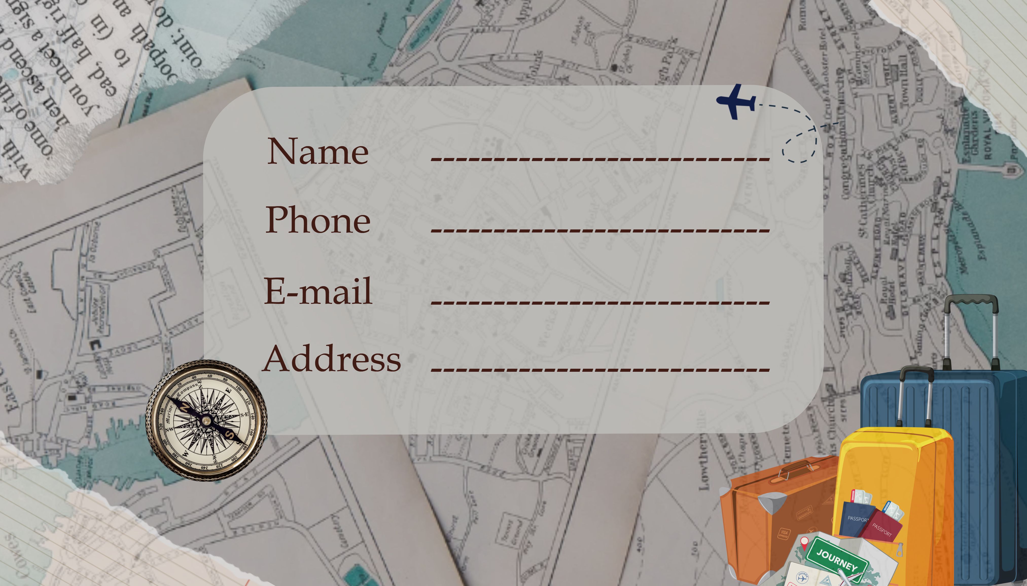 Luggage Name Tag with Contact and Address Details