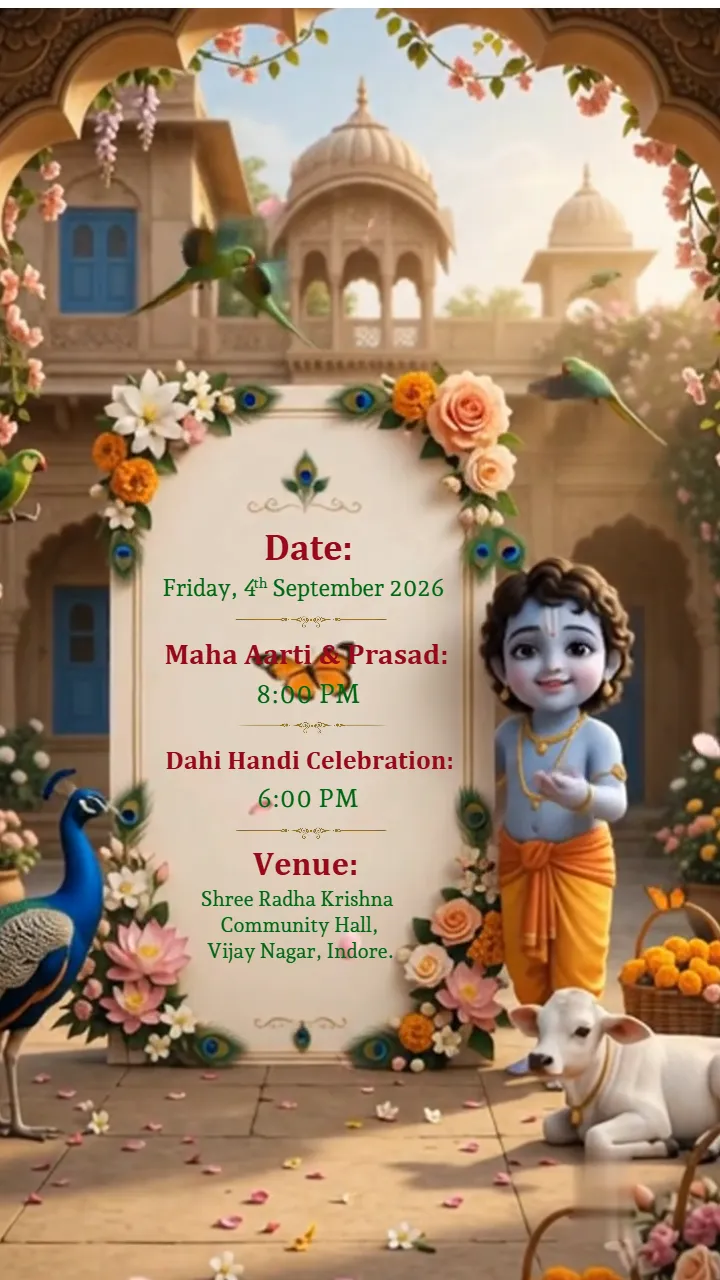 AI Janmashtami Invitation Video for Krishna Utsav