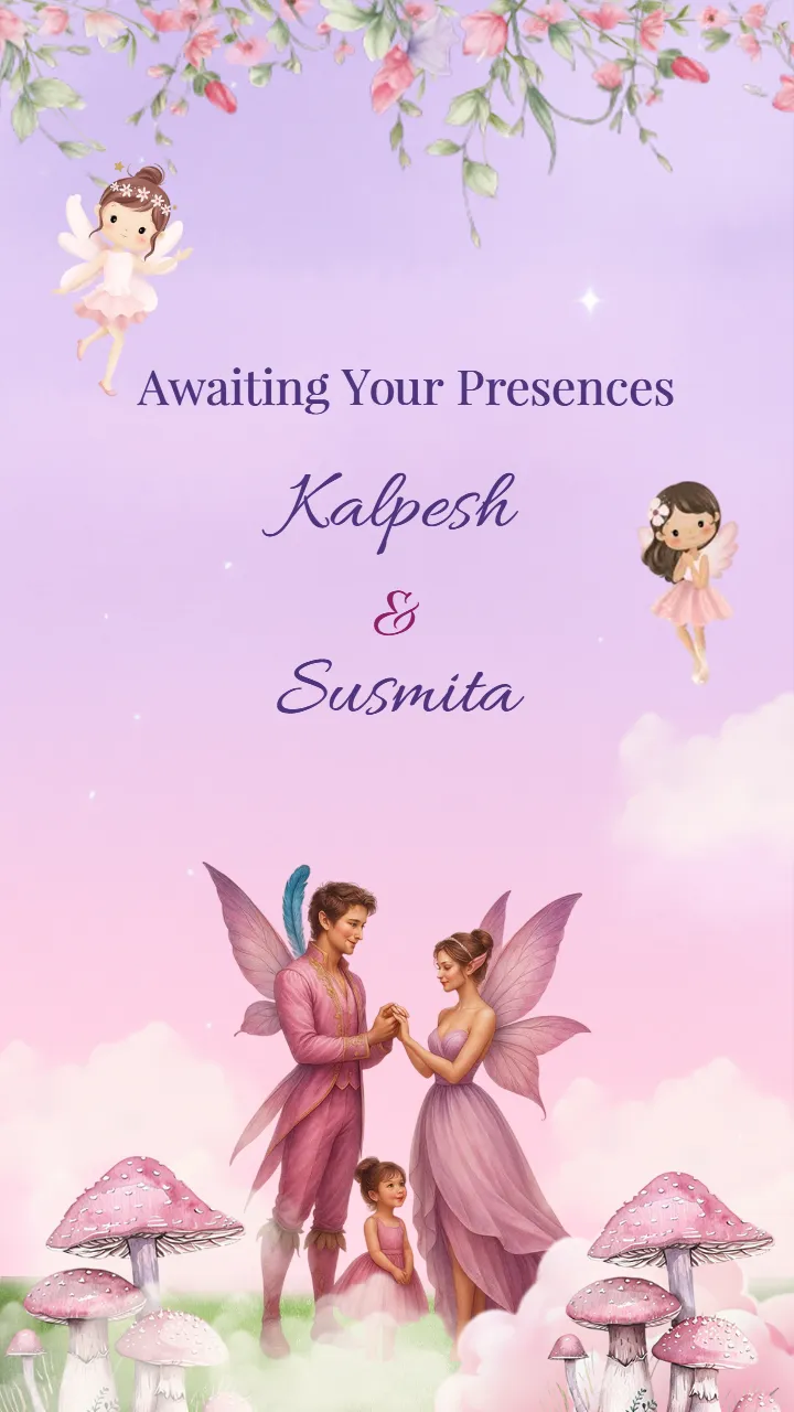Fairy Theme Baby Girl Birthday Invitation Card Create Online